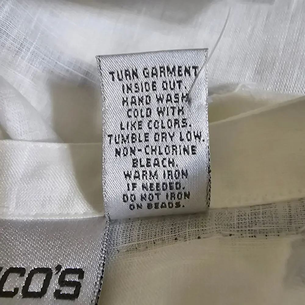 Chico’s Sawyer Optic White Sequin‎ Swimsuit Coverup Linen Tunic Size 2/Large